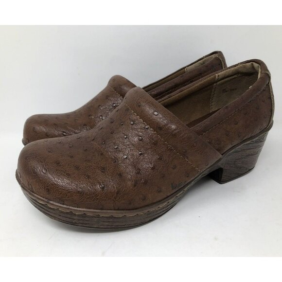 boc Shoes - BOC Born Brown platform wedge leather dot textured clogs shoes Sz 9